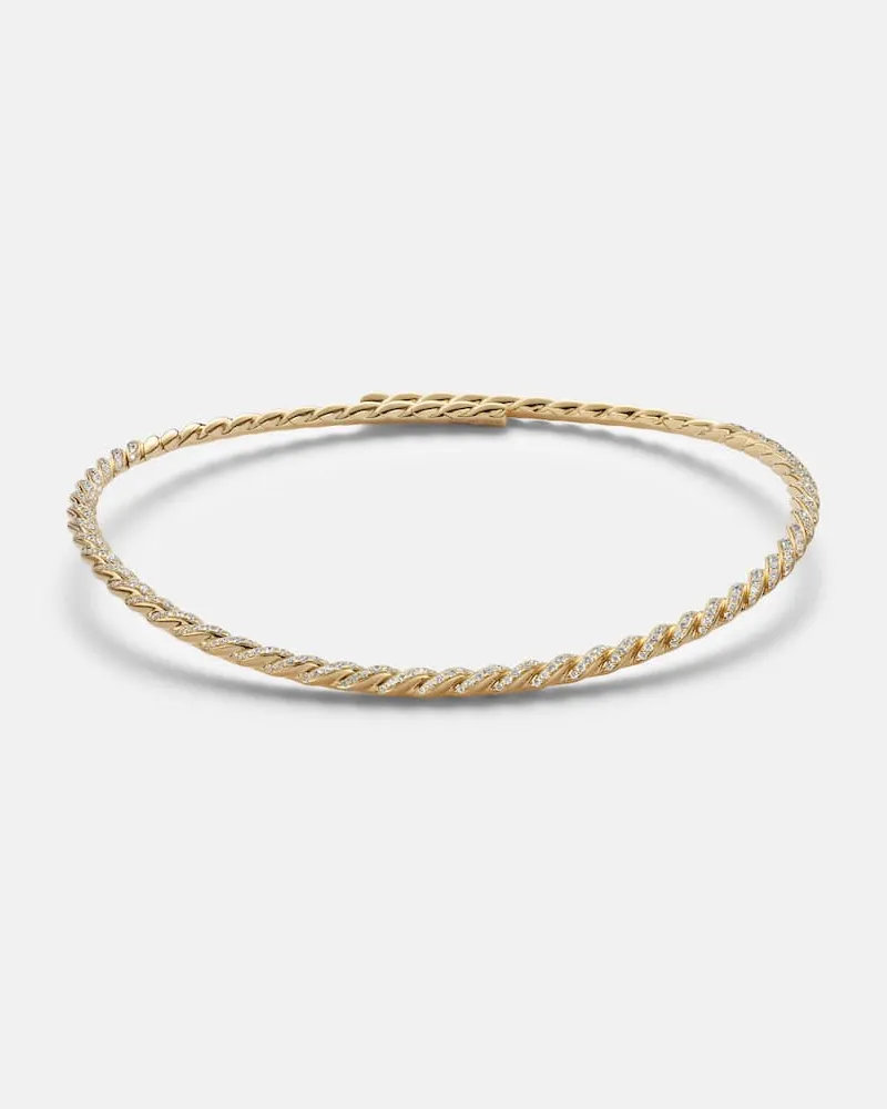 David Yurman Choker Sculpted Cable Flex® aus 18kt Gelbgold (750/1000) mit Diamanten Gold
