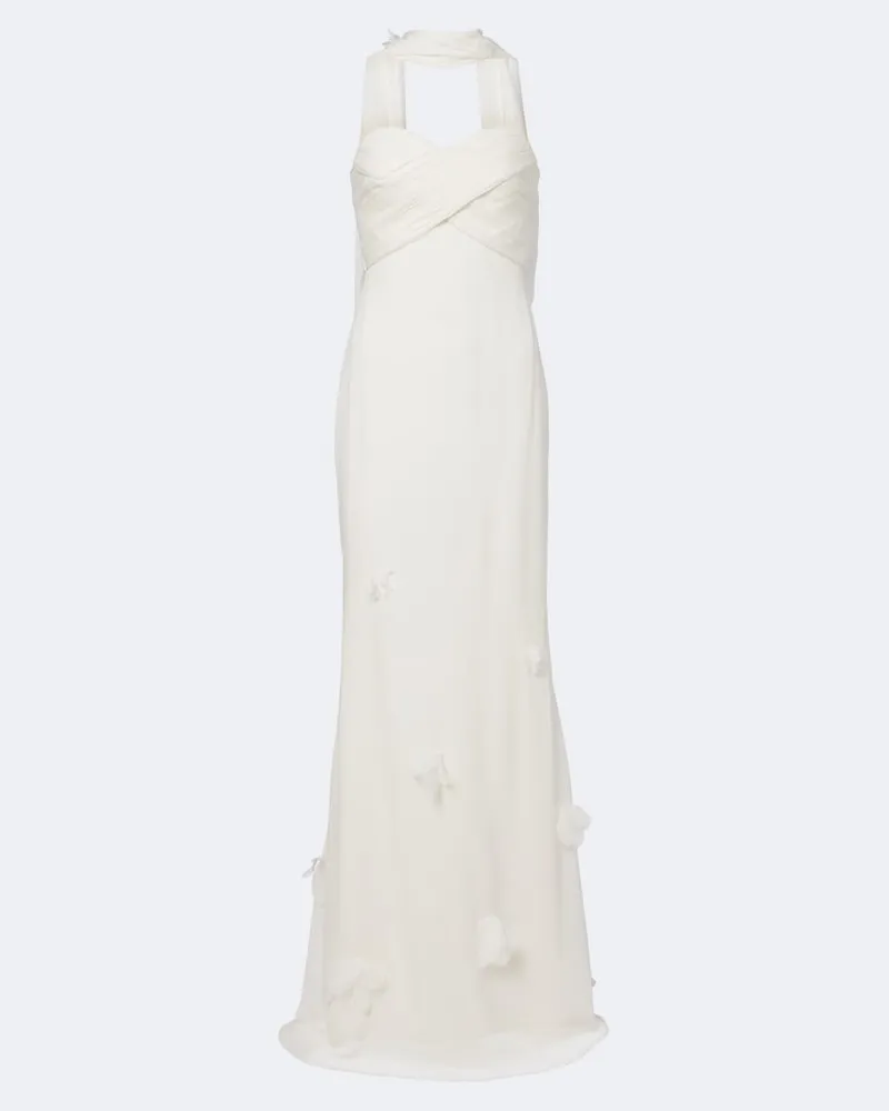 Self-Portrait Bridal Robe aus Chiffon Weiß