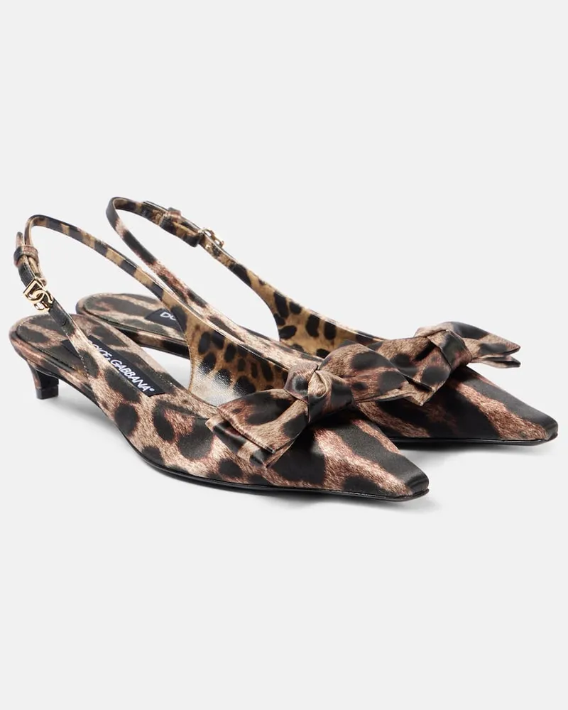 Dolce & Gabbana Slingback-Pumps Leo 30 aus Satin Multicolor