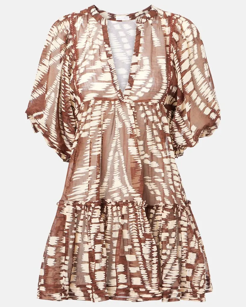 Poupette St Barth Minikleid Aria aus Baumwolle Braun