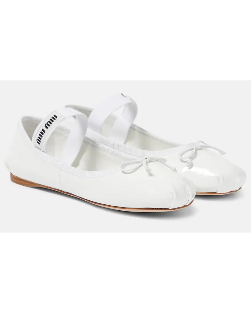 Miu Miu Ballerinas aus Lackleder Weiss