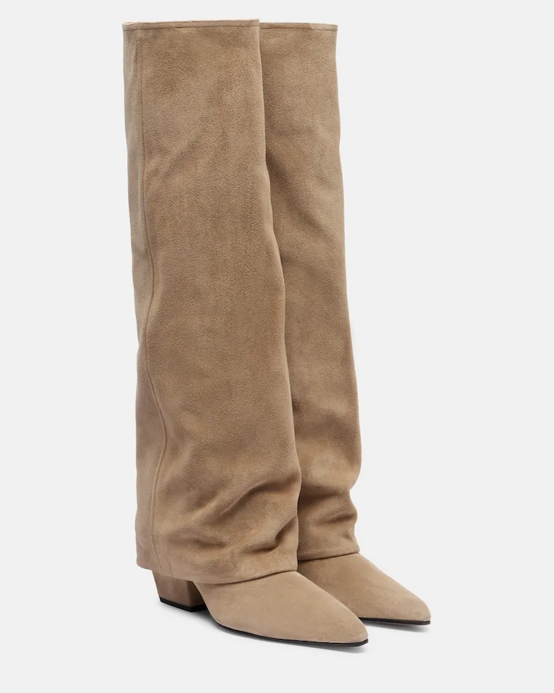 Paris Texas Stiefel Jane 60 aus Veloursleder Beige