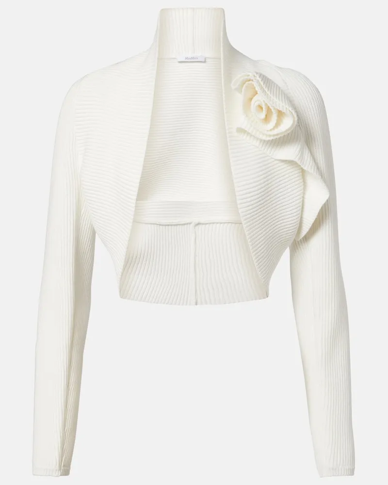 Max Mara Cardigan aus Rippstrick Weiß