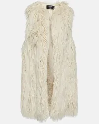 Balmain Weste aus Faux Fur Weiss