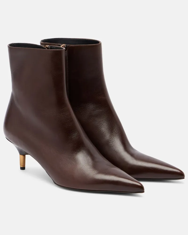 KHAITE Ankle Boots Bella 55 aus Leder Braun