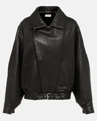 Saint Laurent Oversize-Lederjacke Schwarz