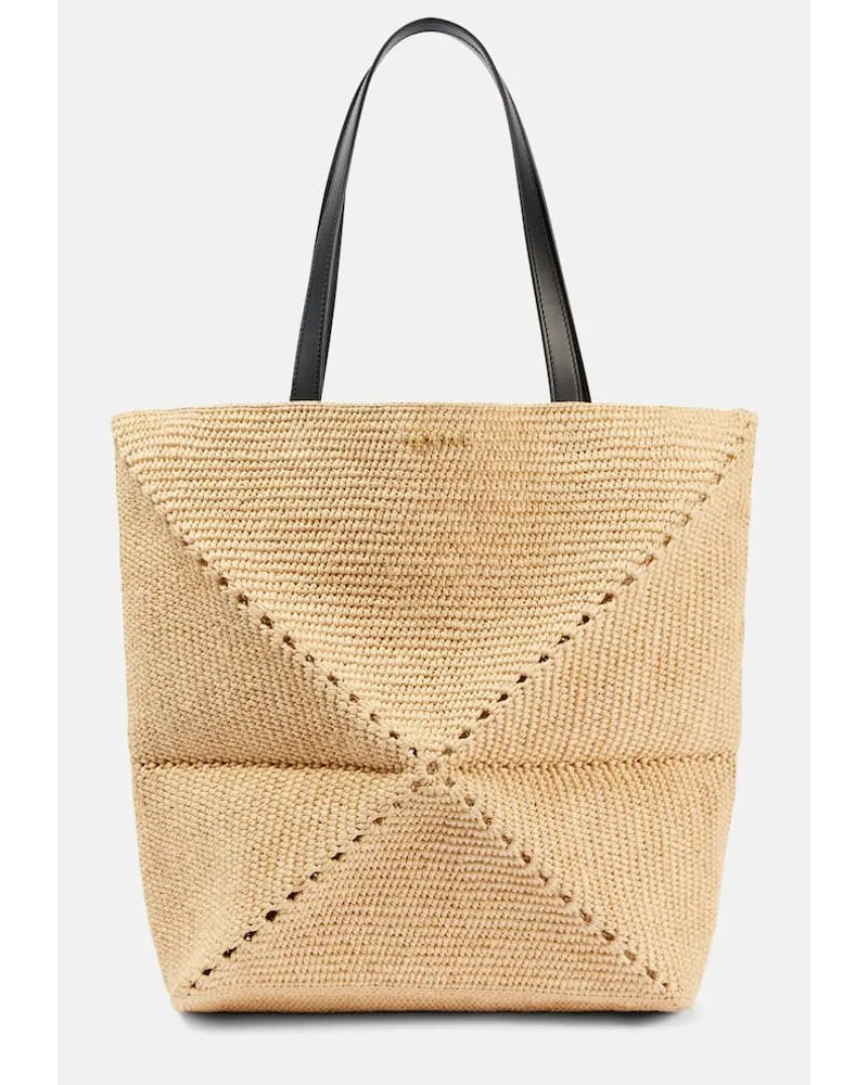 Loewe Tote Bag Puzzle Fold XL aus Raffiabast Beige