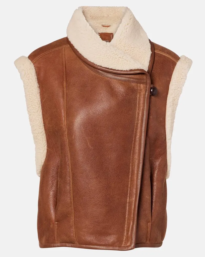 Isabel Marant Weste Alime aus Leder mit Shearling Braun