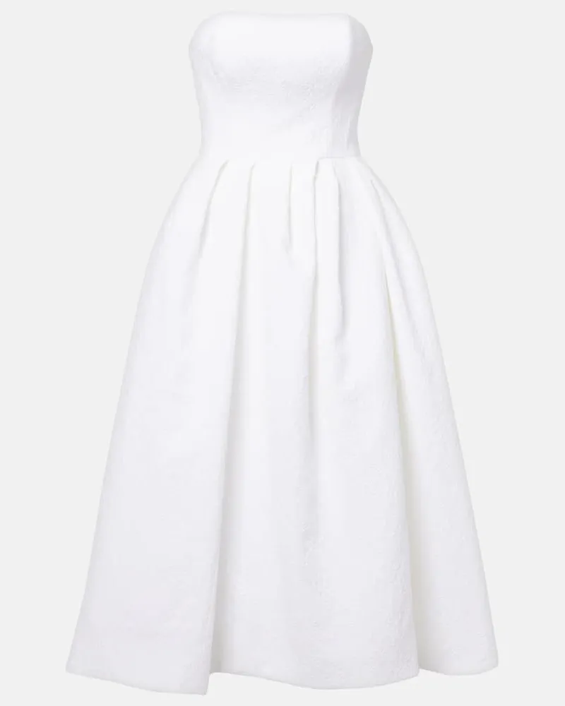 Carolina Herrera New York Midikleid aus einem Baumwollgemisch Weiß