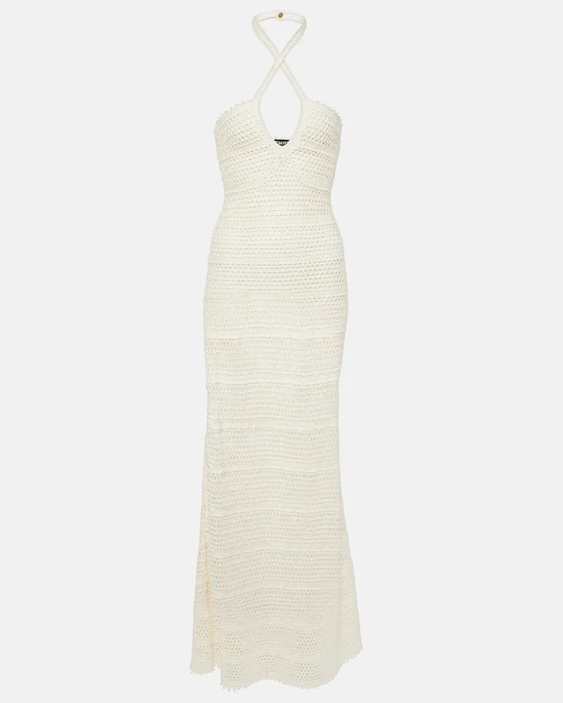 Tom Ford Maxikleid aus Häkelstrick Weiß