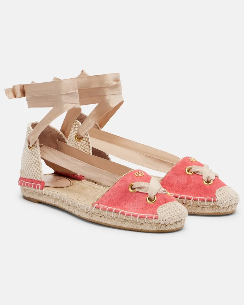 Valentino Garavani Espadrilles Resort aus Veloursleder Rosa