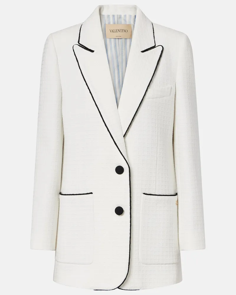 Valentino Garavani Jacke VLogo aus Baumwoll-Tweed Weiß