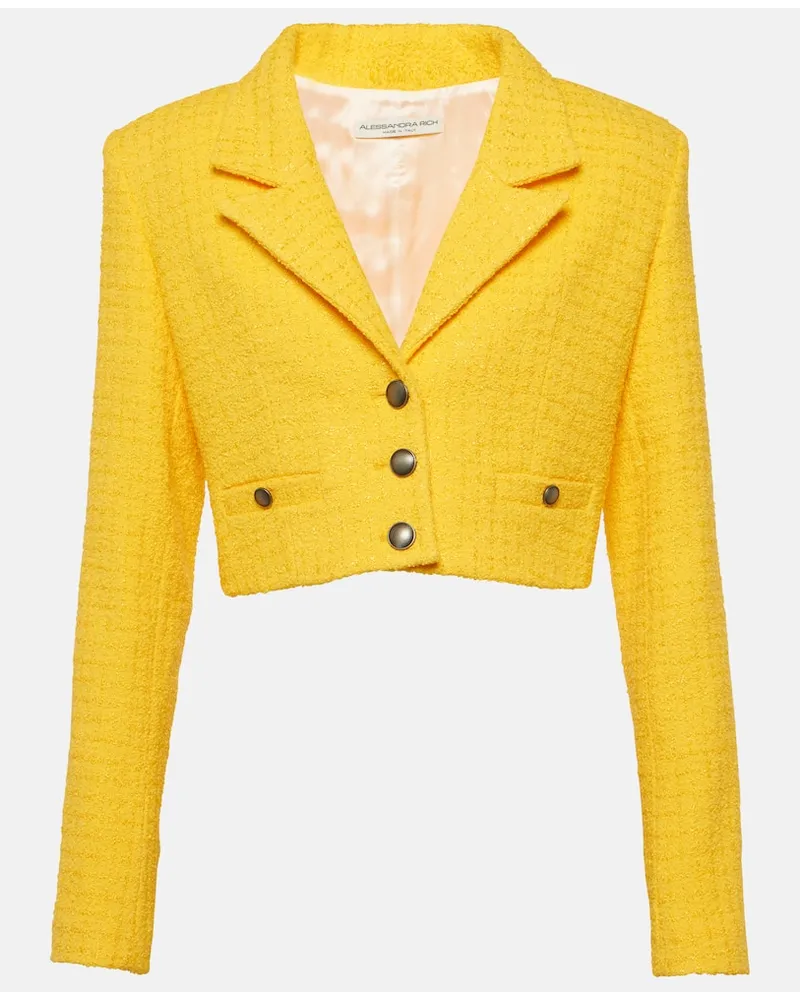 Alessandra Rich Cropped-Blazer aus Tweed Gelb