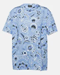 Etro Bedrucktes T-Shirt aus Baumwoll-Jersey Blau