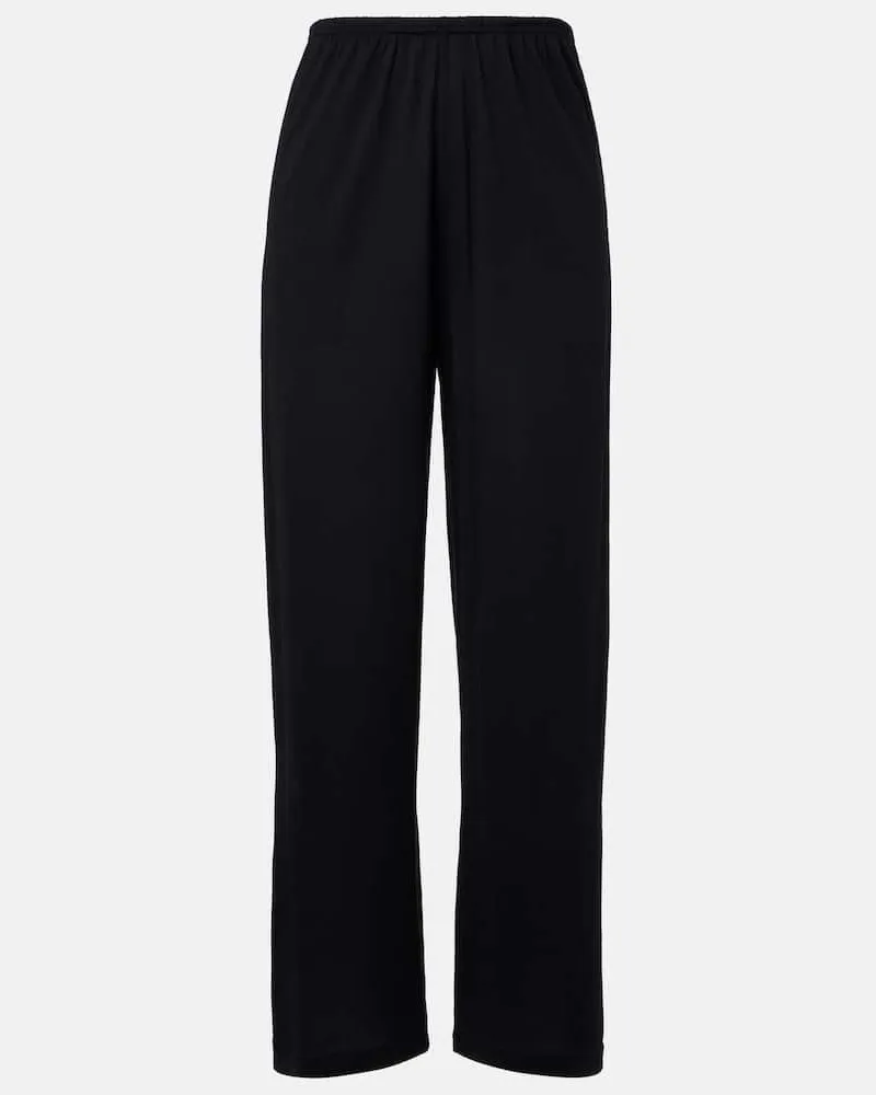 Totême Gerade Hose aus Baumwolle und Seide Schwarz
