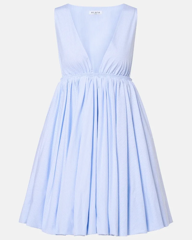 Alaïa Alaïa Minikleid aus Baumwollpopeline Blau