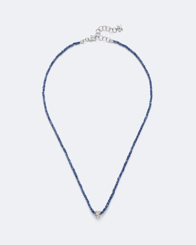 Suzanne Kalan Halskette Infinite aus 18kt Weißgold mit Diamanten und Saphiren Blau