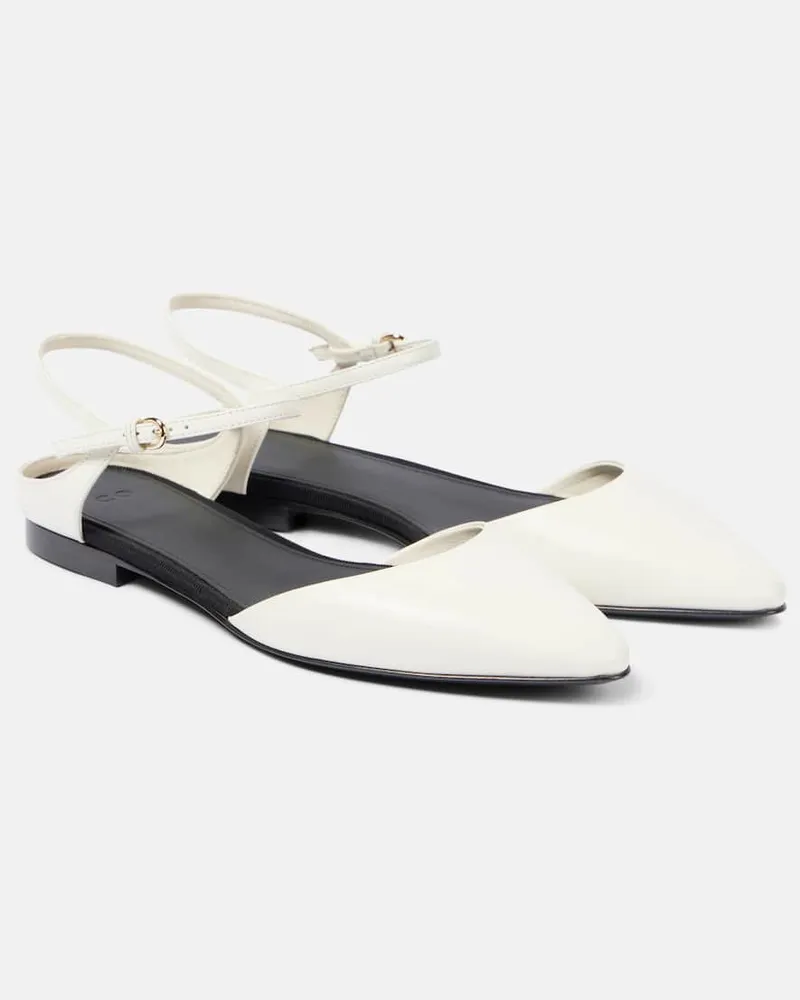 Co Slingback-Ballerinas aus Leder Weiß