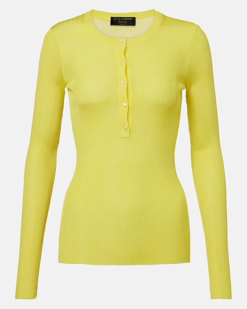 Dolce & Gabbana Pullover aus Rippstrick Gelb