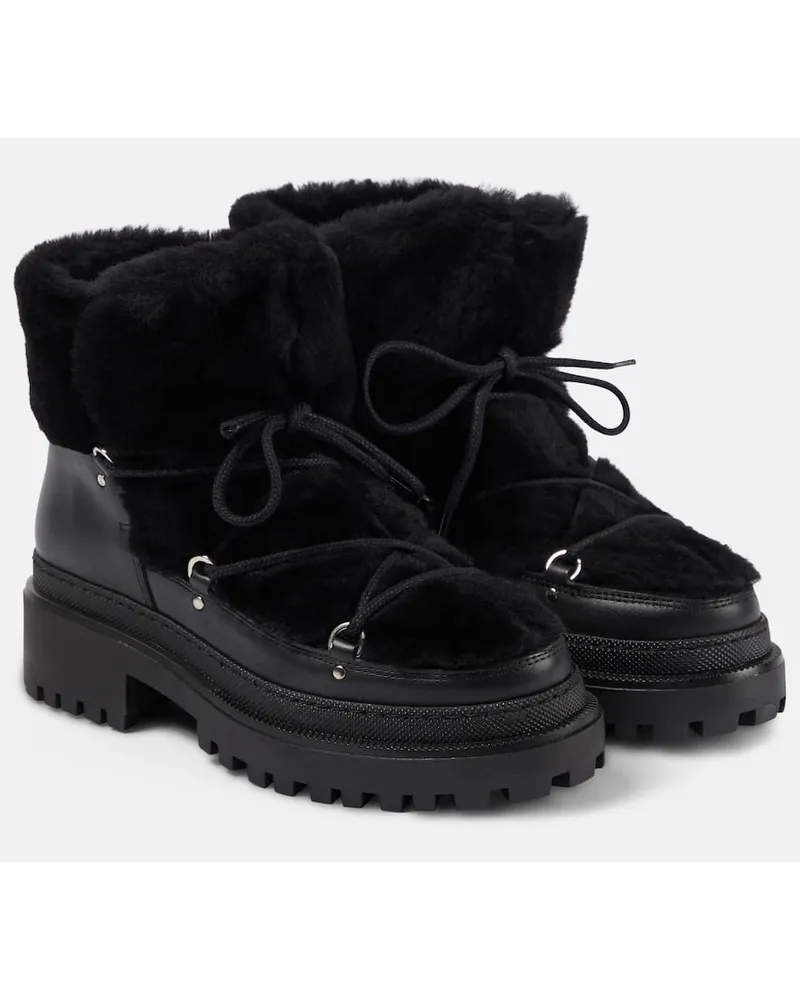 Yves Salomon Ankle Boots aus Shearling und Leder Schwarz