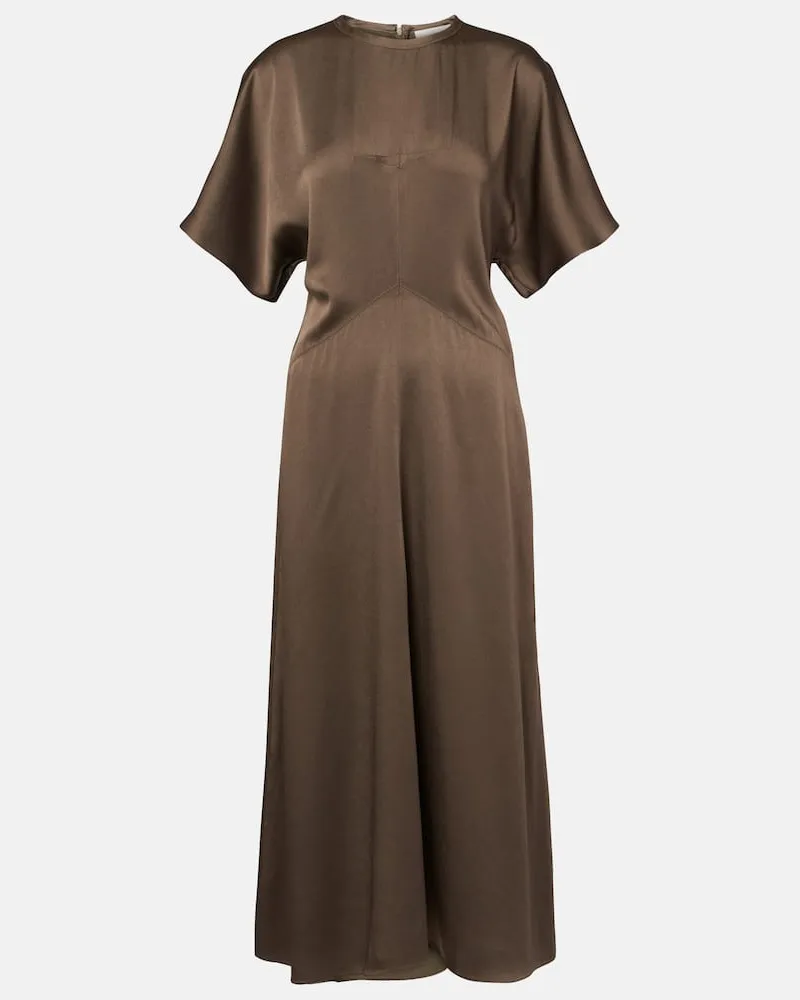 Isabel Marant Midikleid Keany aus Satin Braun