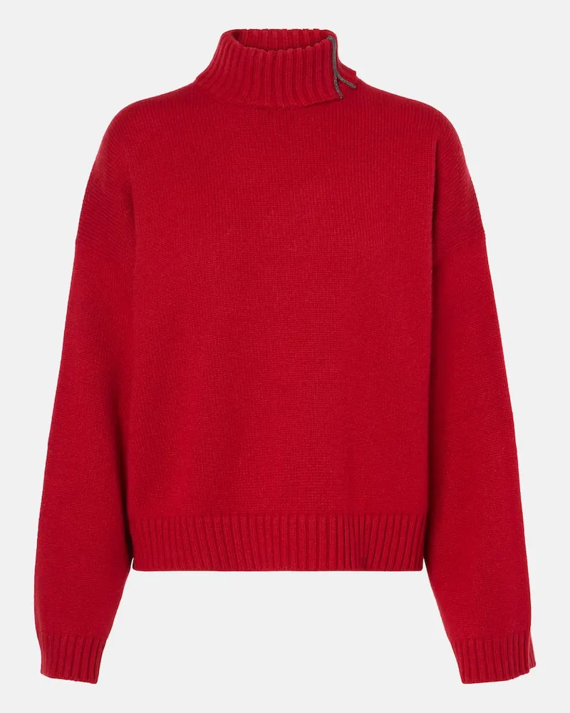 Brunello Cucinelli Rollkragenpullover Monili aus Kaschmir Rot