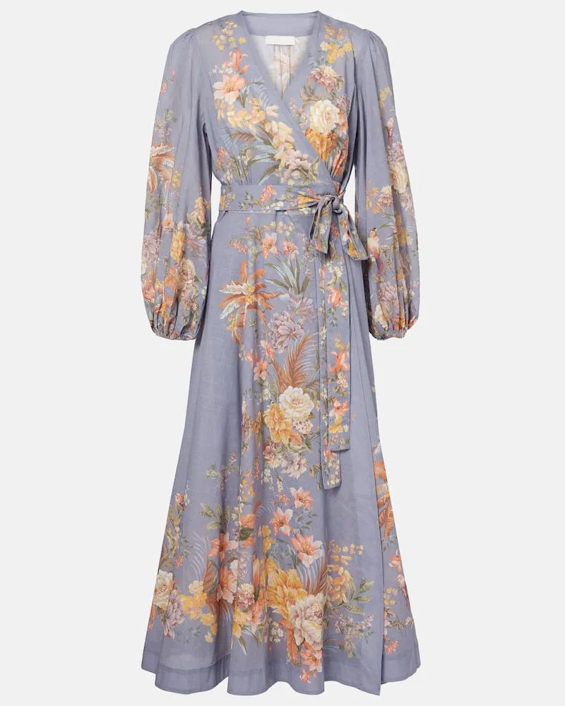Zimmermann Bedrucktes Wickelkleid Tallow aus Baumwolle Blau