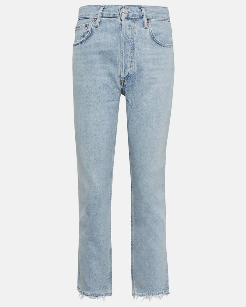 AGOLDE High-Rise Cropped Jeans Riley Blau