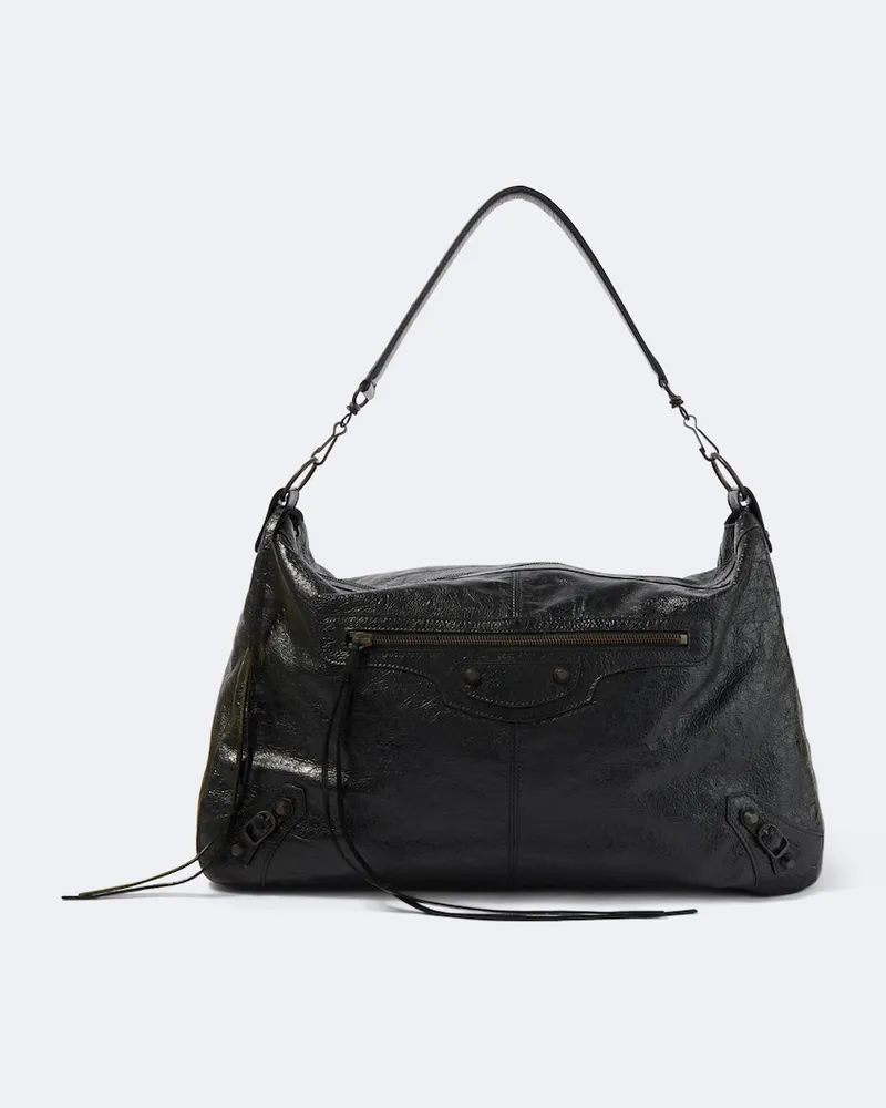 Balenciaga Schultertasche Le City Moto aus Leder Schwarz