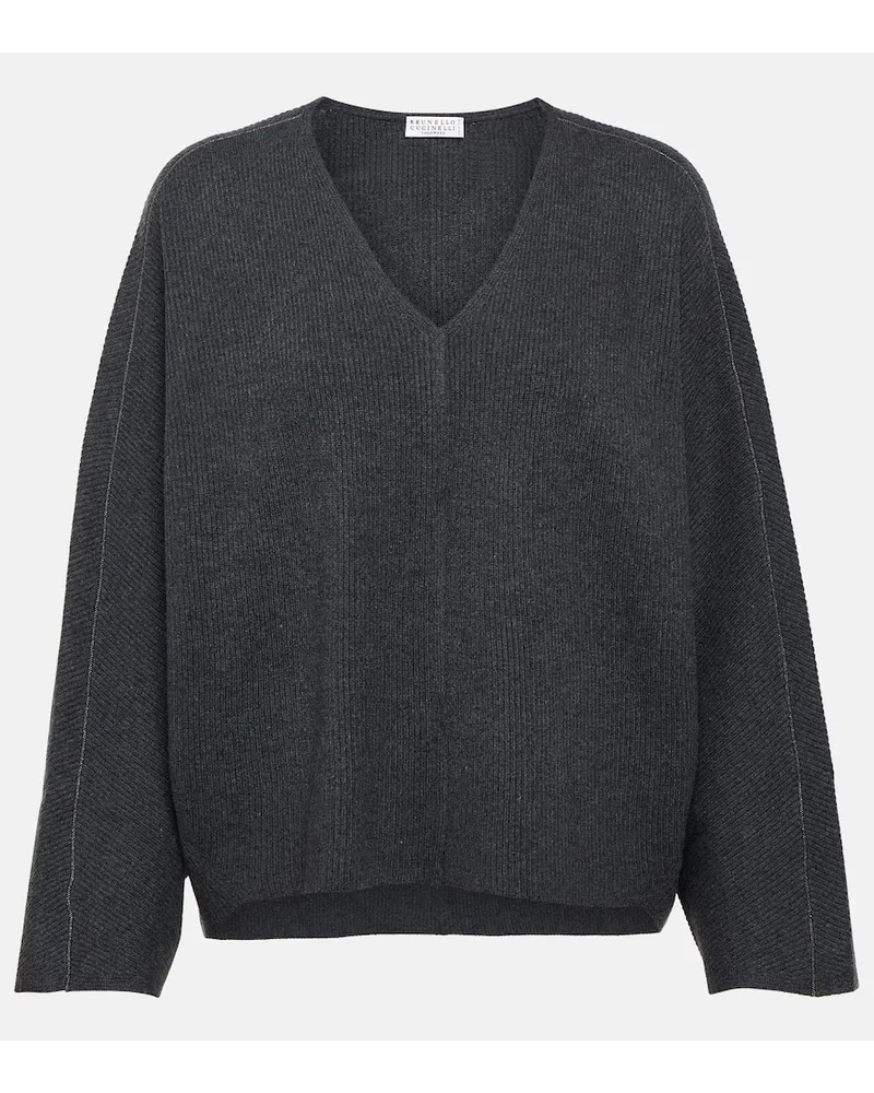 Brunello Cucinelli Pullover aus Wolle, Kaschmir und Seide Schwarz