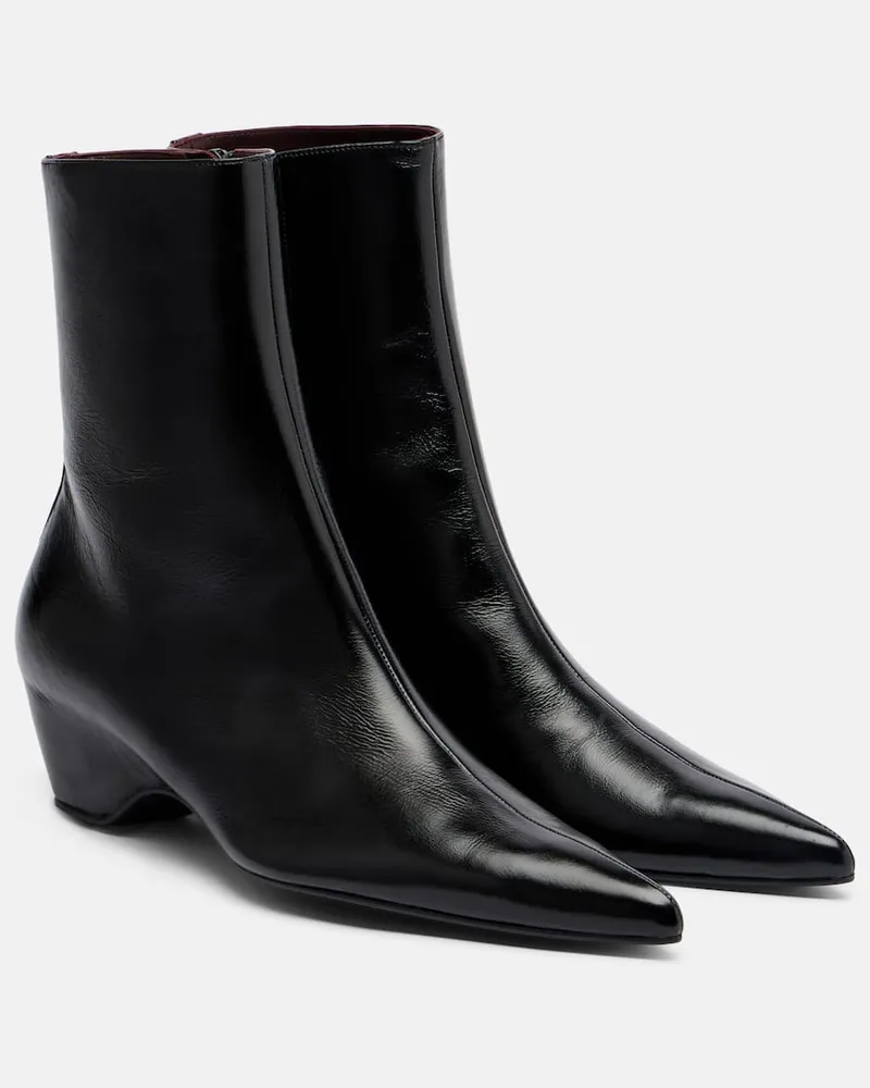 KHAITE Ankle Boots aus Leder Schwarz