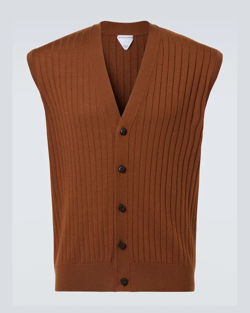 Bottega Veneta Weste aus Rippstrick Braun