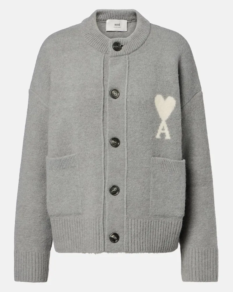 AMI Paris Cardigan Ami de Cœur Grau