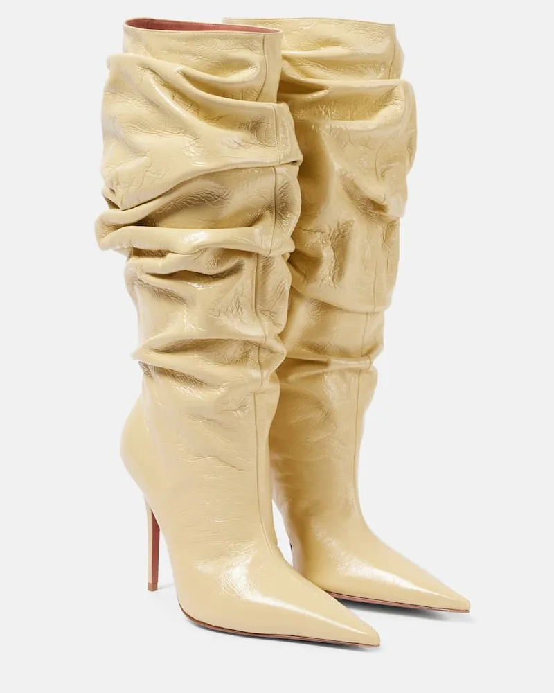 Amina Muaddi Overknee-Stiefel Anok 105 aus Leder Gelb
