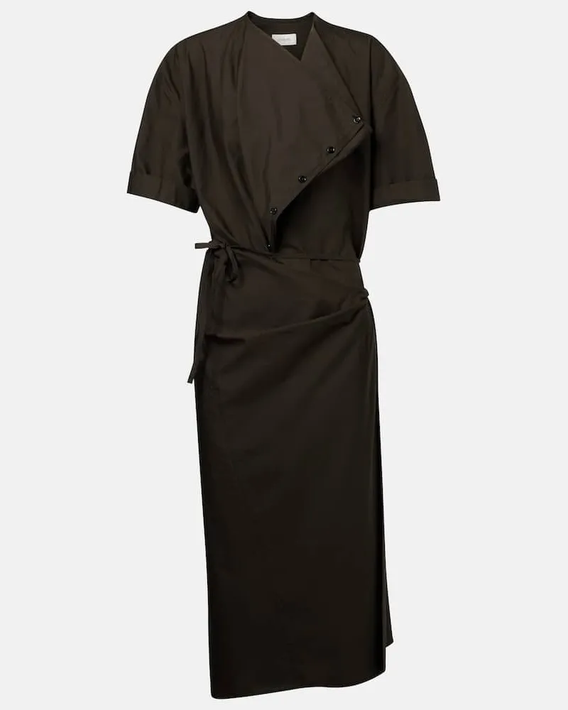 Christophe Lemaire Hemdblusenkleid aus Baumwolle und Seide Braun