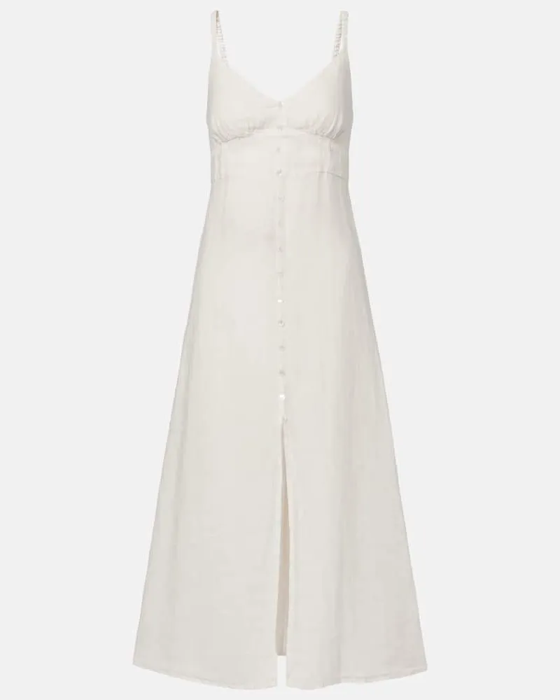 Velvet Midikleid Janet aus Leinen Weiß
