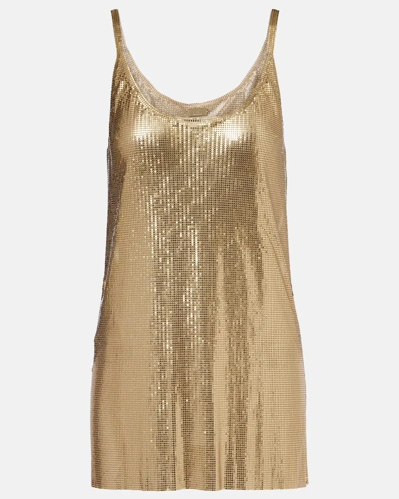Paco Rabanne Minikleid aus Metallic-Mesh Gold