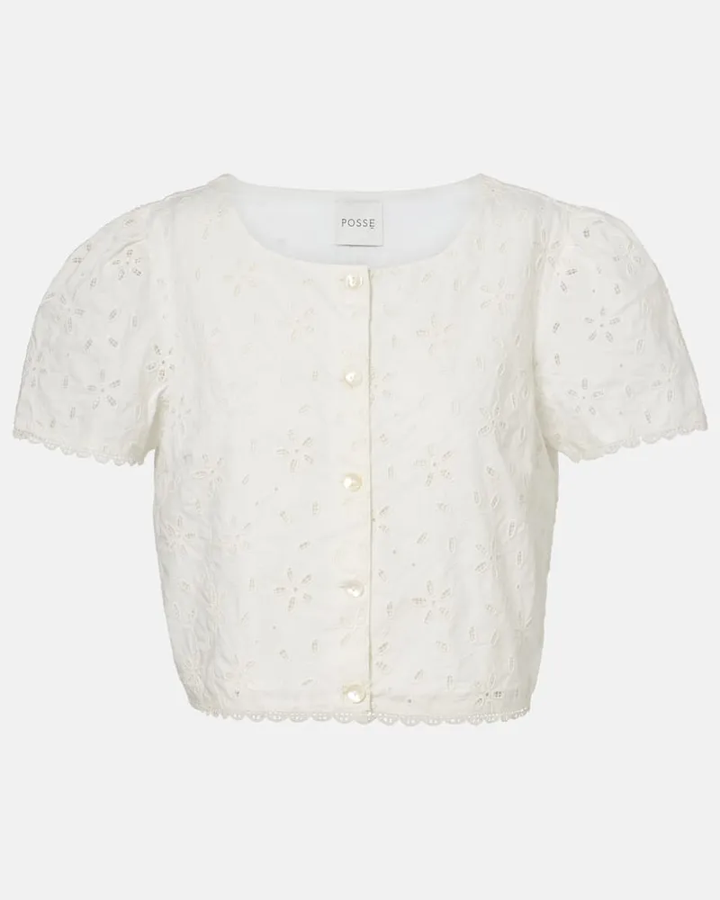 Posse Besticktes Top Salma aus Baumwolle Weiß