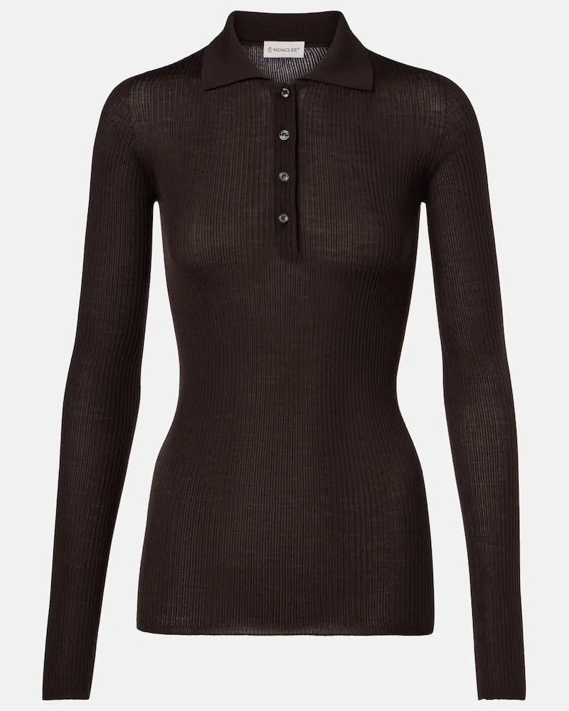 Moncler Polohemd aus Wolle Braun