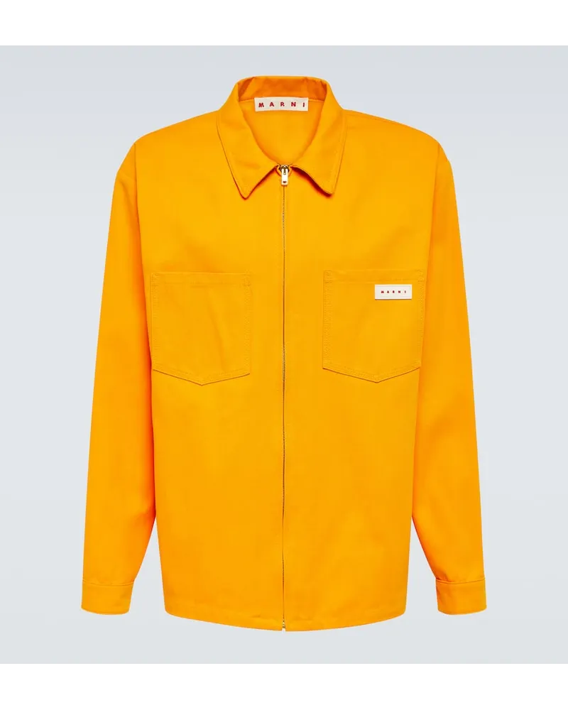 Marni Hemdjacke aus einem Baumwollgemisch Orange