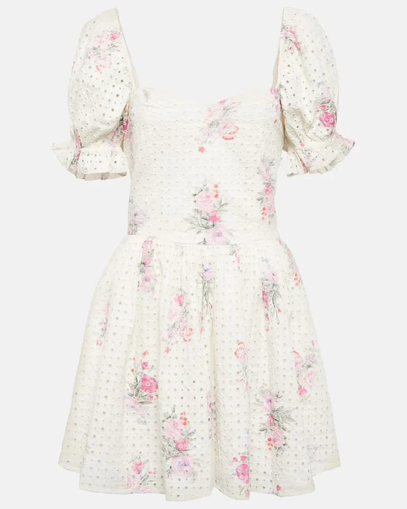 LoveShackFancy Minikleid Altima aus Baumwolle Neutral