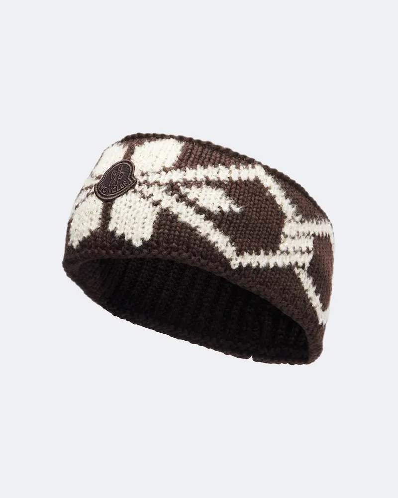 Moncler Stirnband aus einem Wollgemisch mit Pailletten Braun