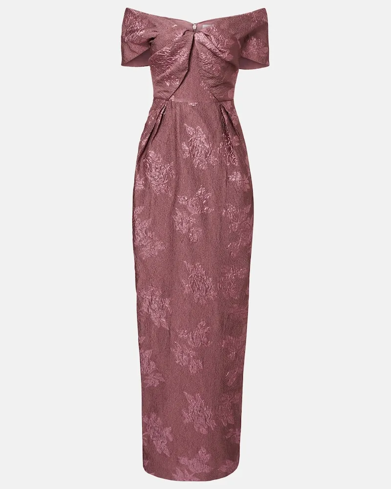 Rebecca Vallance Off-Shoulder-Robe Levinia aus Brokat Rosa
