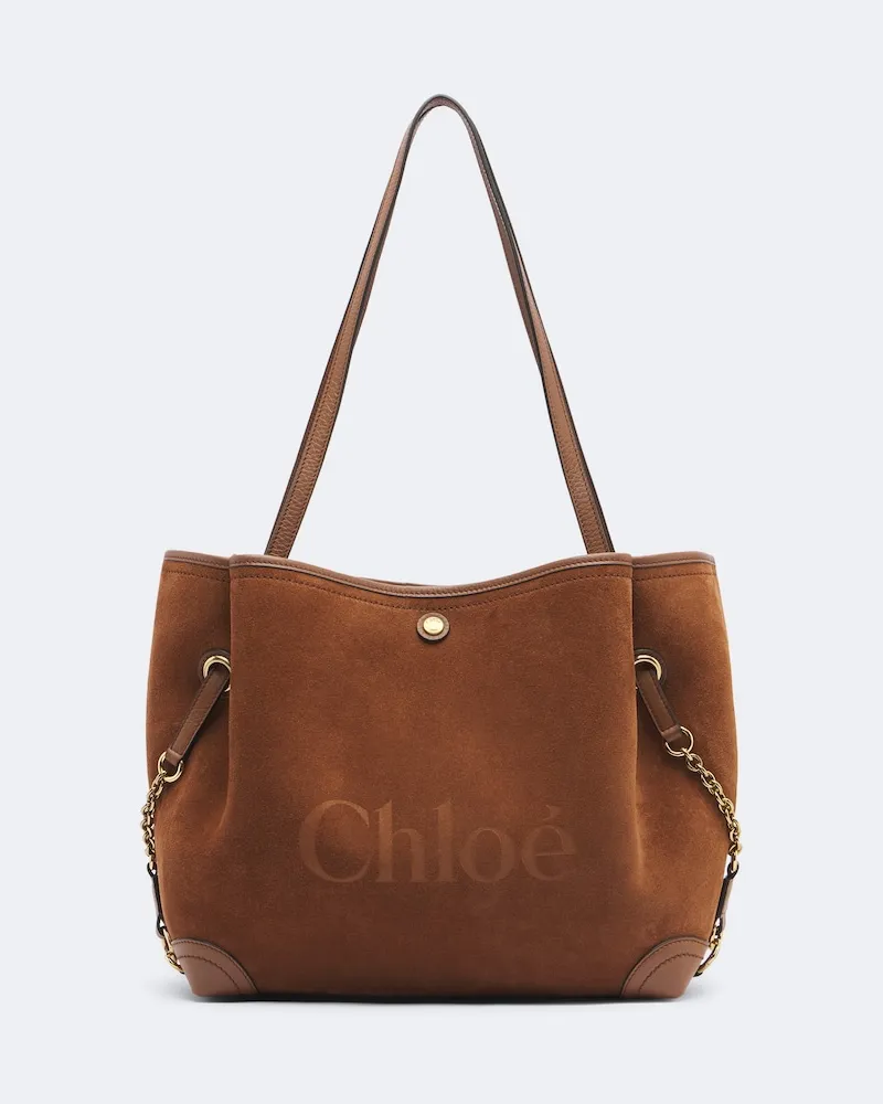 Chloé Chloé Tote Bag Chloé Clover aus Veloursleder mit Leder Braun