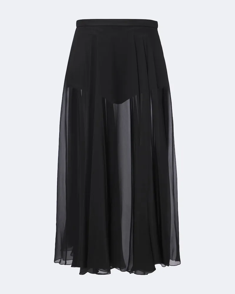 Dolce & Gabbana Midirock aus Seidenchiffon Schwarz