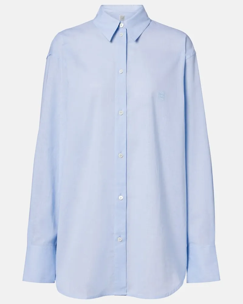 Totême Oversize-Hemd aus Baumwolle und Leinen Blau