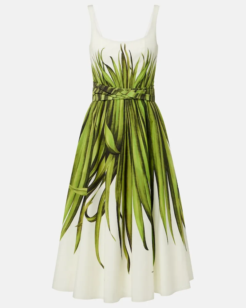 Oscar de la Renta Midikleid aus Popeline Grün