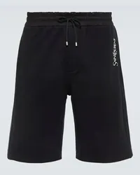 Saint Laurent Bestickte Shorts aus Baumwoll-Jersey Schwarz