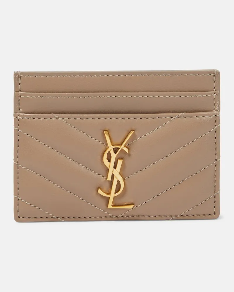 Saint Laurent Kartenetui Cassandre aus Matelassé-Leder Beige