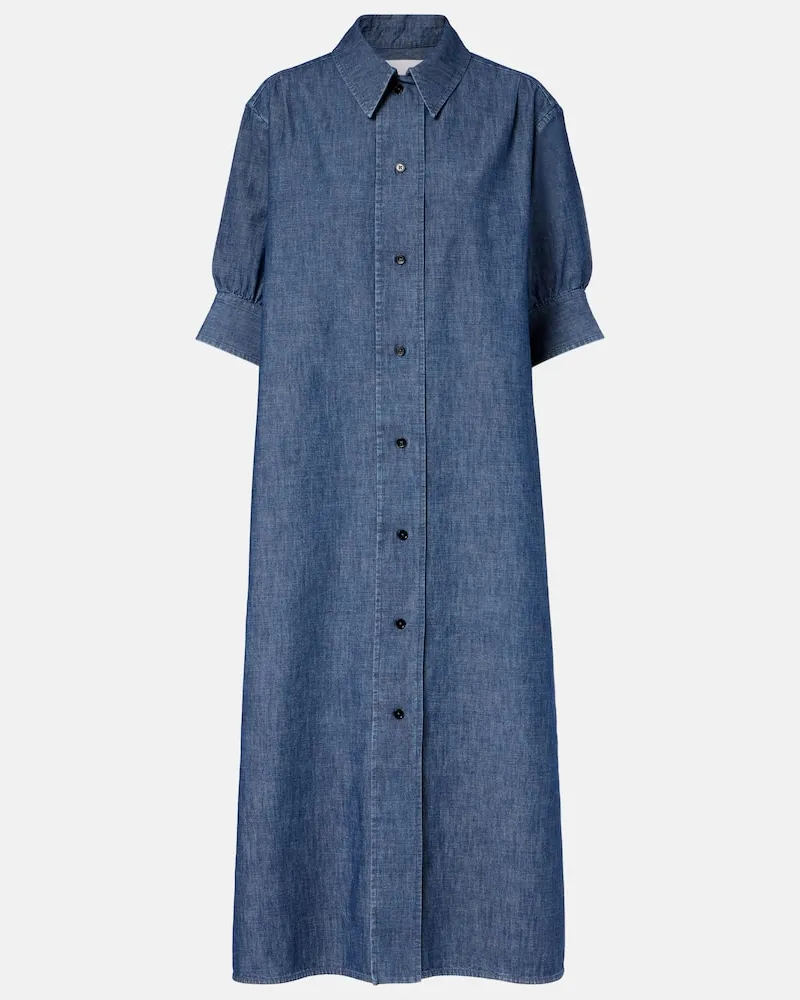 Jil Sander Hemdblusenkleid aus Baumwoll-Chambray Blau